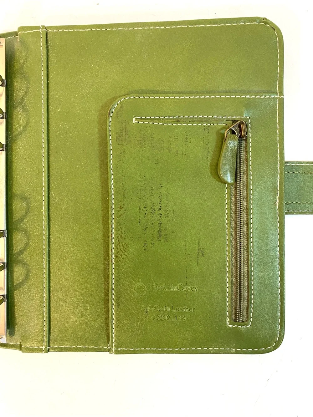 FRANKLIN COVEY Green Leather Compact Binder Turn Lock Closure